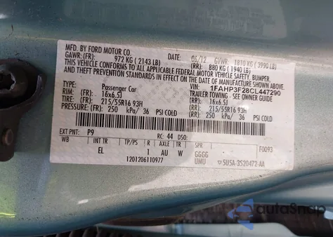 2012 Ford Focus Se from USA, damaged, VIN 1FAHP3F28CL447290